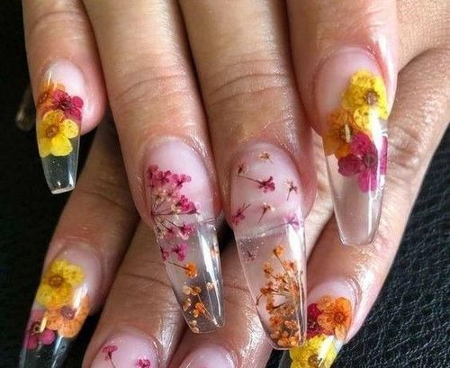 Pressed Flowers Nails