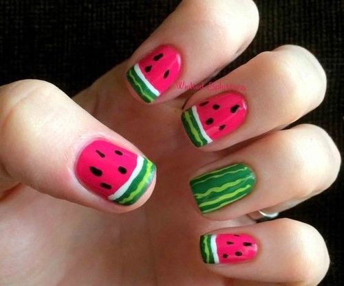 Sliced Melons-Cute nail design