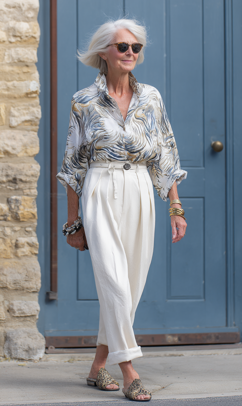Tailored Neutral Blazer and Pleated Pants