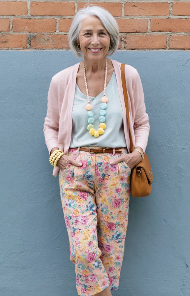Elegant Textured Coat with floral trousers