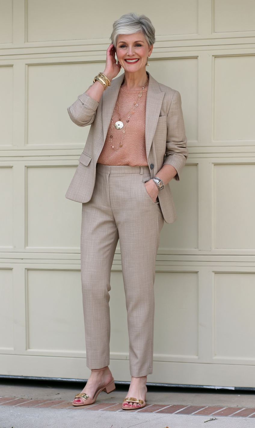 Monochromatic Beige Suit