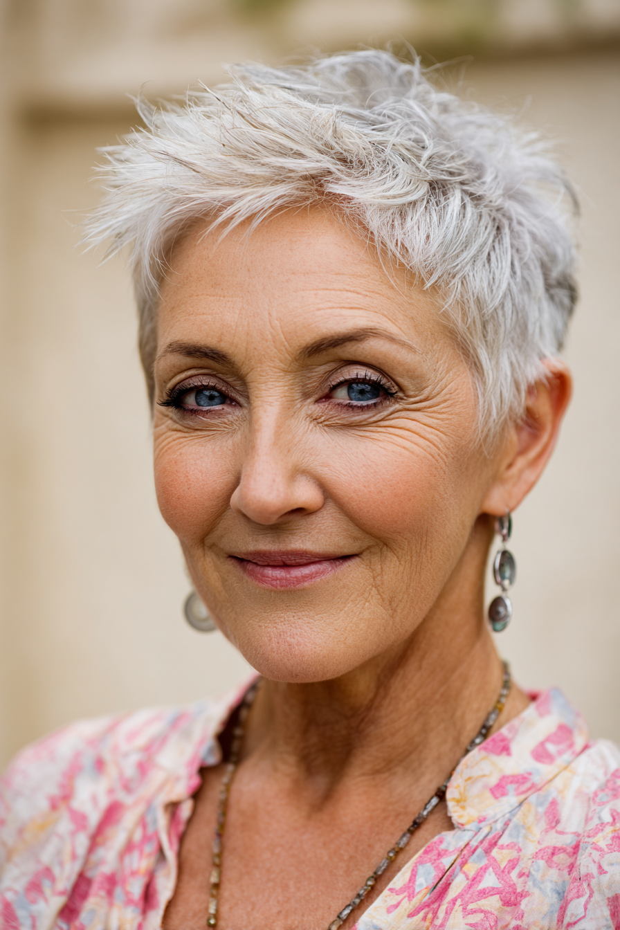 Textured Spiky Pixie with Forward Fringe