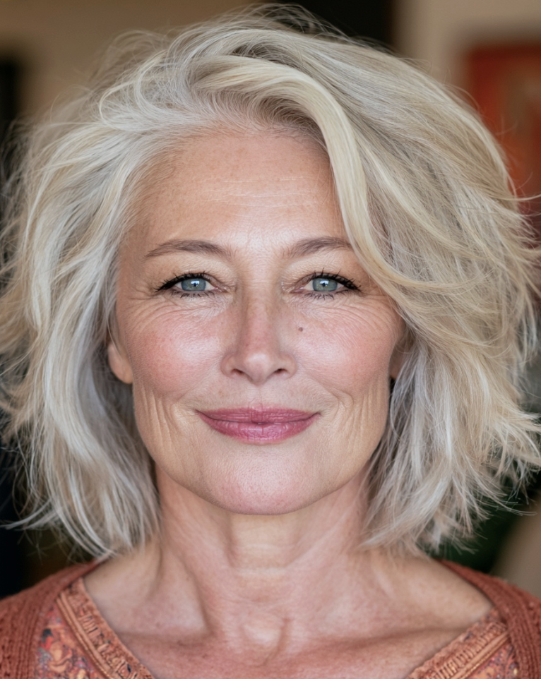 Shoulder-Grazing Feathered Bob with Soft Fringe