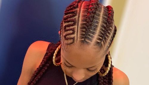Boxed zig zag cornrows hairstyle