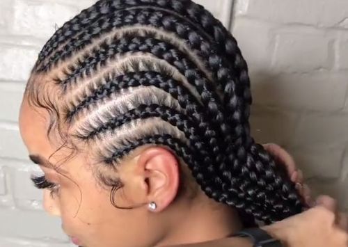 Cornrow braided hairstyle with baby hair
