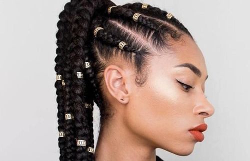 Cornrow braids ponytail