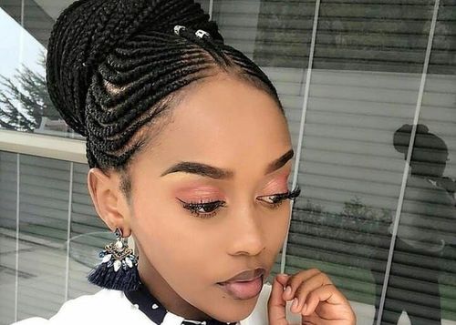 Elegant updo with cornrow braids