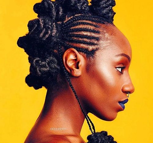 Cornrow braided hairstyleswith multiple buns