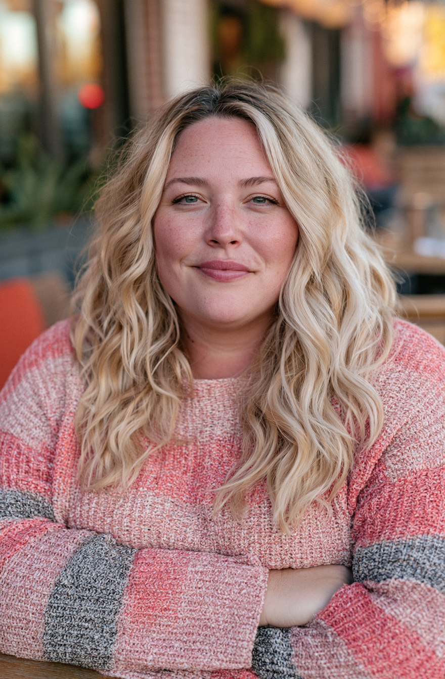 Center Parted Mid Length Beachy Waves