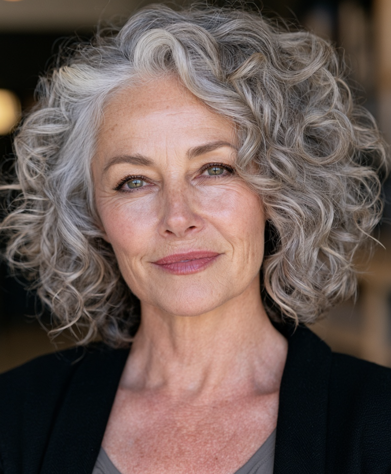 Layered Silver Curly Lob