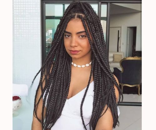 Image of Box braids hairstyle for long hair