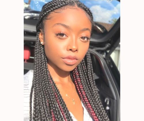 Crochet box braids in burgundy