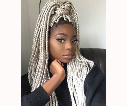Crochet box braids with white extensions