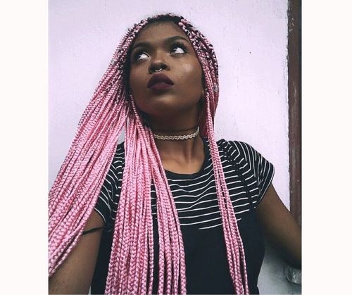 Pink box braids