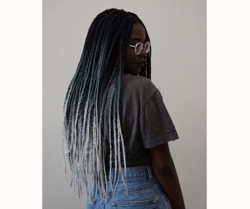 Black and grey box braids