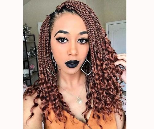 Box braids hairstyle with curl ends